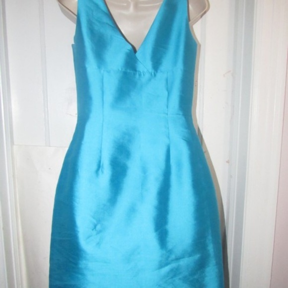 Retro Mid-century Turquoise Blue Teal Silk - Picture 2 of 7